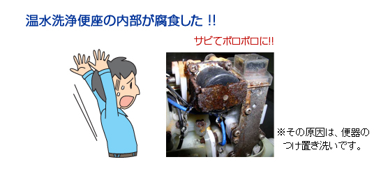 温水洗浄便座の内部が腐食した